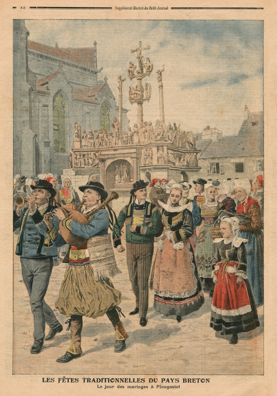 يوم الزفاف في Plougastel ، بريتاني ، صورة توضيحية من Le Petit Journal ، ملحق illustre ، 27 يناير 1907 بواسطة المدرسة الفرنسية
