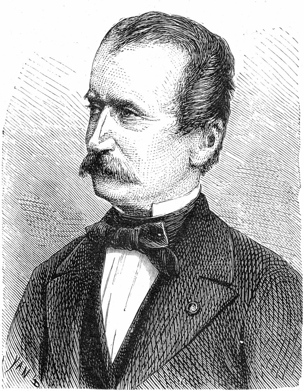 فيلهلم فون إنجيرث (1814-1884) مهندس نمساوي (محرك) ، نقش بواسطة المدرسة الفرنسية