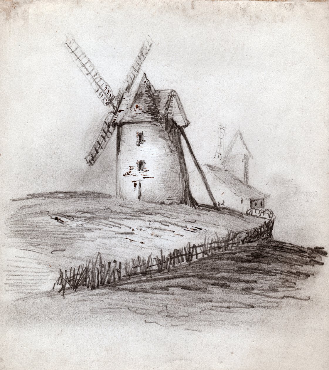 طواحين الهواء. (رسم بواسطة المدرسة الفرنسية