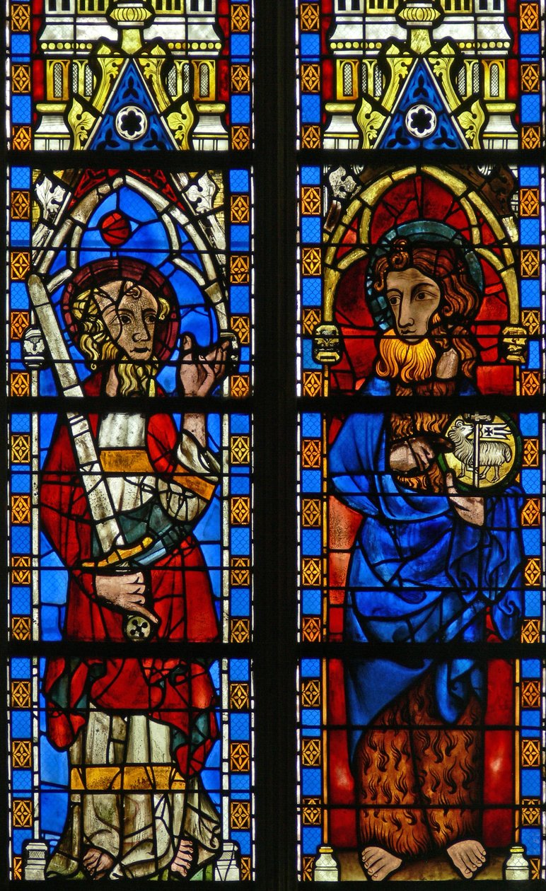 نافذة Narthex S تصور القديس يوحنا المعمدان والقديس بولس بواسطة المدرسة الفرنسية