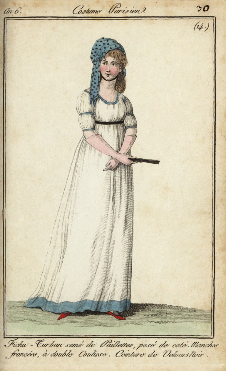 Woman in a kerchief-turban and tunic dress بواسطة المدرسة الفرنسية