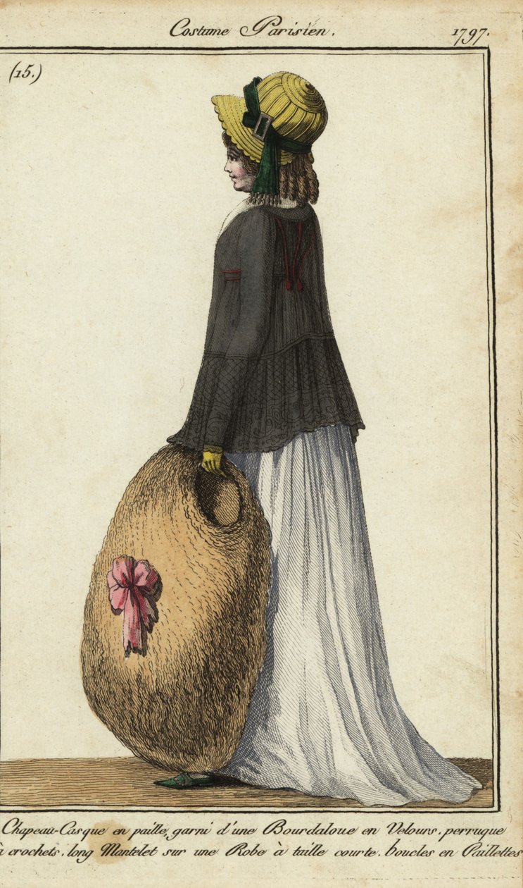 Woman in straw hat and black mantle بواسطة المدرسة الفرنسية