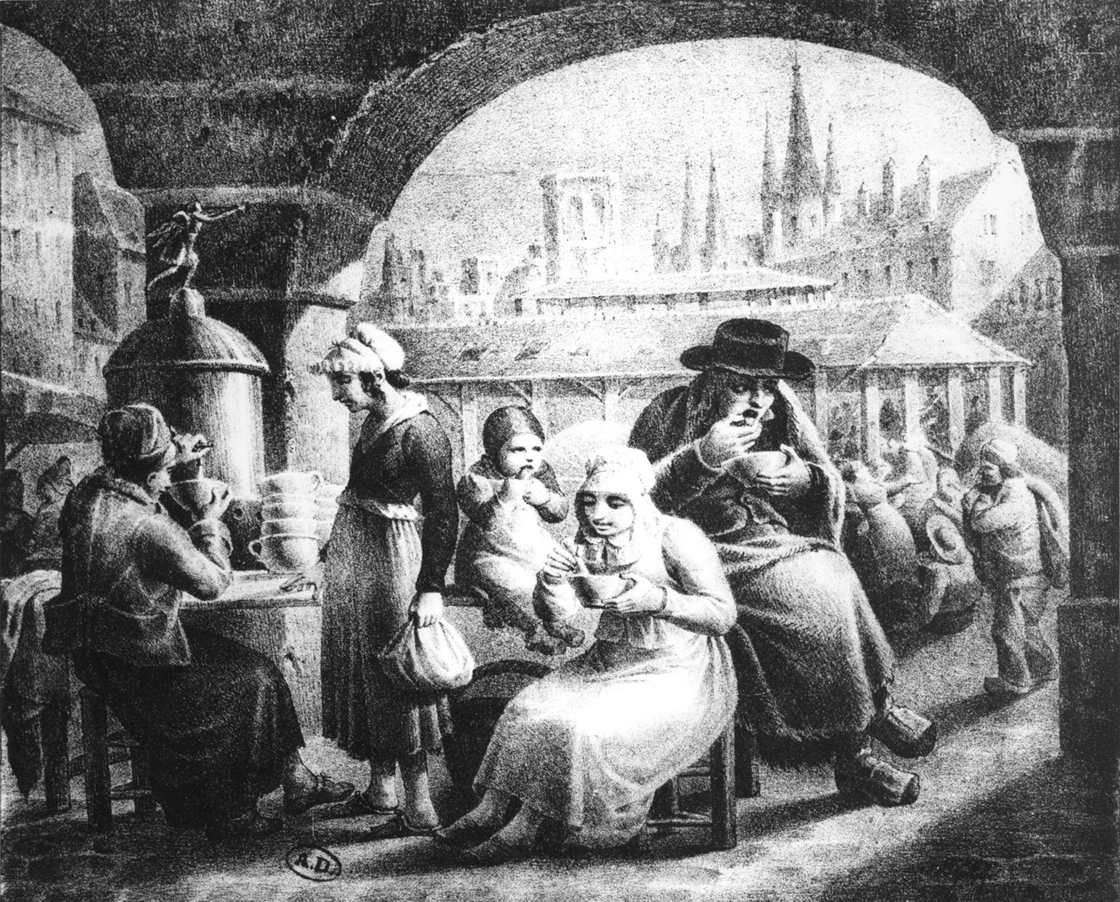 امرأة تبيع القهوة ، ج. 1820 بواسطة المدرسة الفرنسية