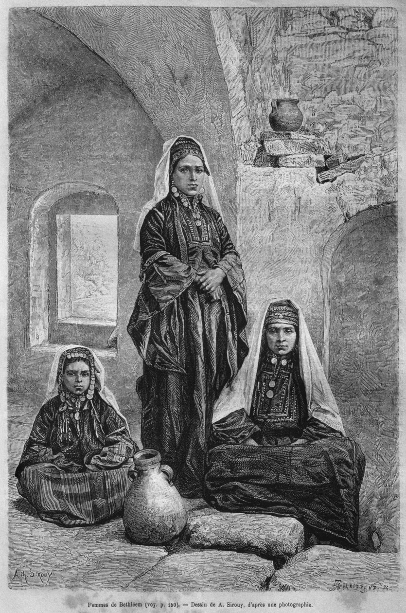 نساء بيت لحم من سوريا اليوم. رحلات إلى فينيسيا ولبنان وجودي. 1875-1880 من لويس تشارلز إميل لورت ، 1884 (النقش وزن الجسم) بواسطة المدرسة الفرنسية