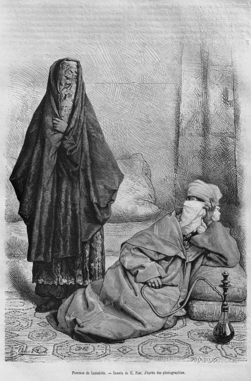 نساء اللاذقية من سوريا اليوم. رحلات إلى فينيسيا ولبنان وجودي. 1875-1880 من لويس تشارلز إميل لورت ، 1884 (النقش وزن الجسم) بواسطة المدرسة الفرنسية