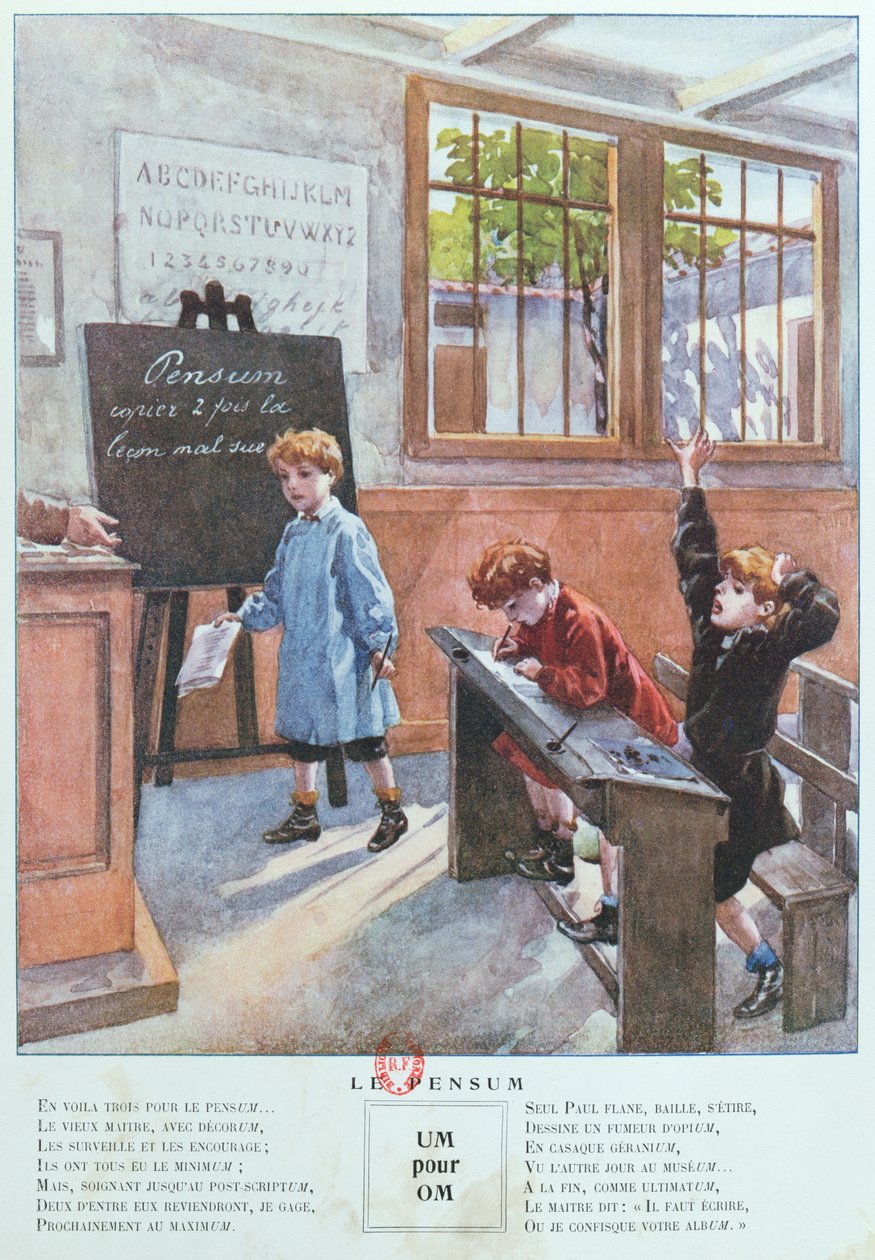خطوط الكتابة ، من JApprends lOrthographe ، التي نشرتها Hachette ، 1905 بواسطة المدرسة الفرنسية