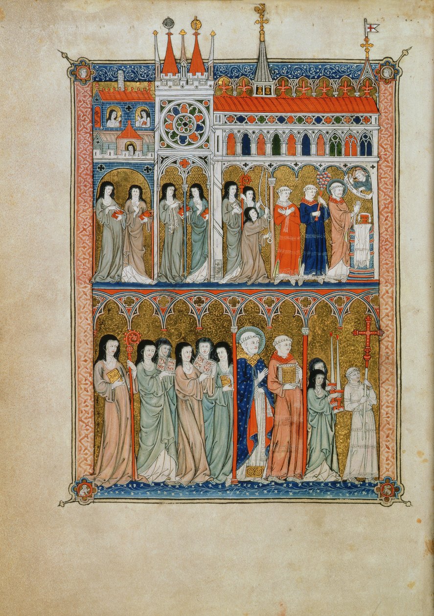 ييتس طومسون 11 f.6v قداس حضره المسؤولون مع موكب أدناه ، حوالي 1300 (ورق) بواسطة المدرسة الفرنسية