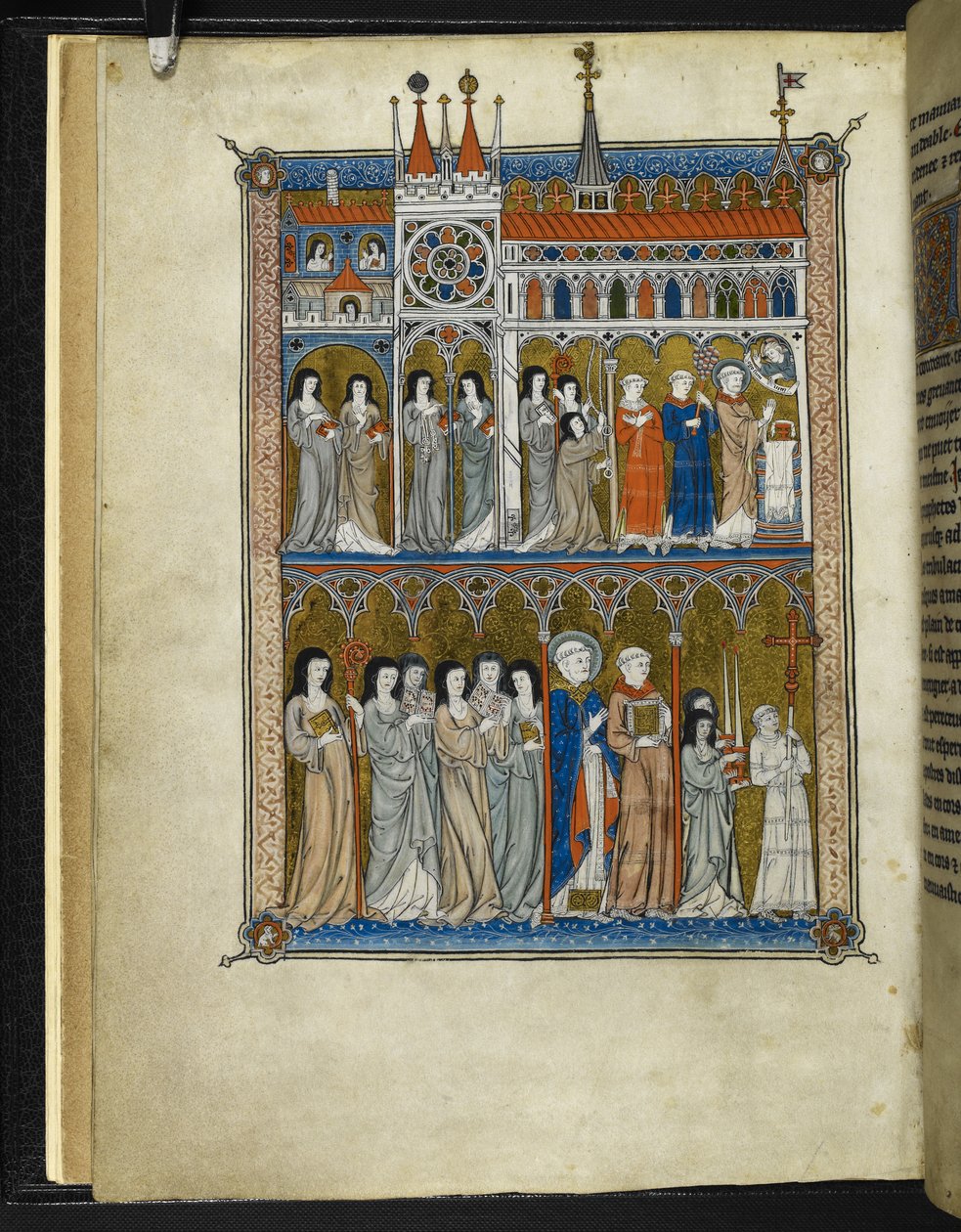 Yates Thompson MS 11 f.6v "La Sainte Abbaye" بقلم بيير دي بلوا ، حوالي 1290 (حبر ، لون وذهب على ورق رقيق) بواسطة المدرسة الفرنسية