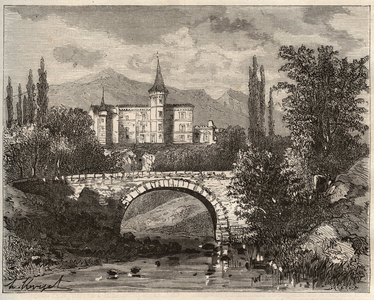 chateau de la rochelambert في وادي محطة Haute-Loire (43) - نقش في "La France illustrie: الجغرافيا والتاريخ والإدارة الإحصائية" بقلم V.-A. الشعير براون. 1884 بواسطة المدرسة الفرنسية