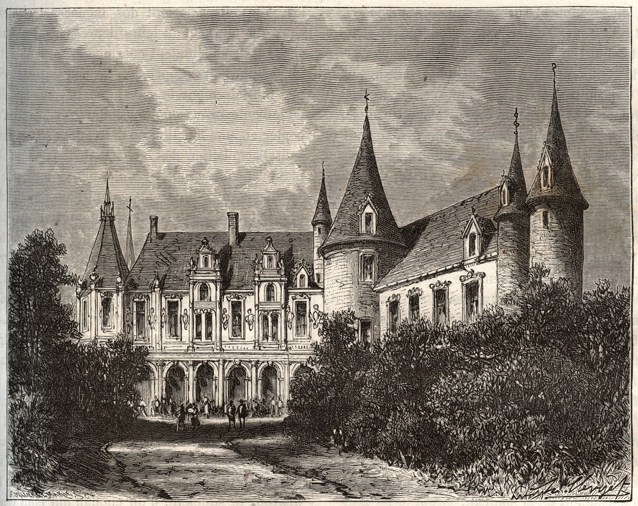 chateau du rocher في mezangers en Mayenne - نقش في "La France illustrie: geographie، Histoire، Administration Statistics" لـ VA Malt-Brown. 1884 بواسطة المدرسة الفرنسية