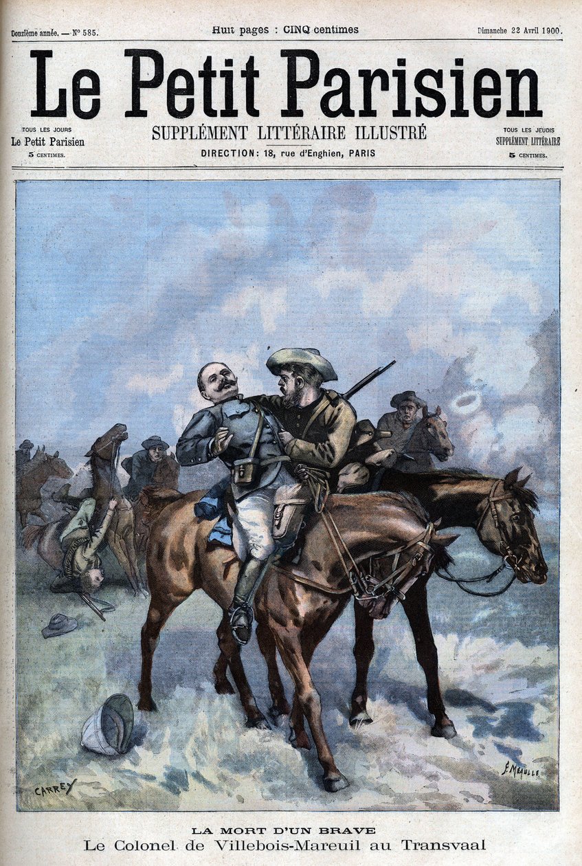 وفاة الجنرال فيليبوا ماريويل أثناء حرب البوير (1899-1902) - في "Le petit Parisien" بواسطة المدرسة الفرنسية