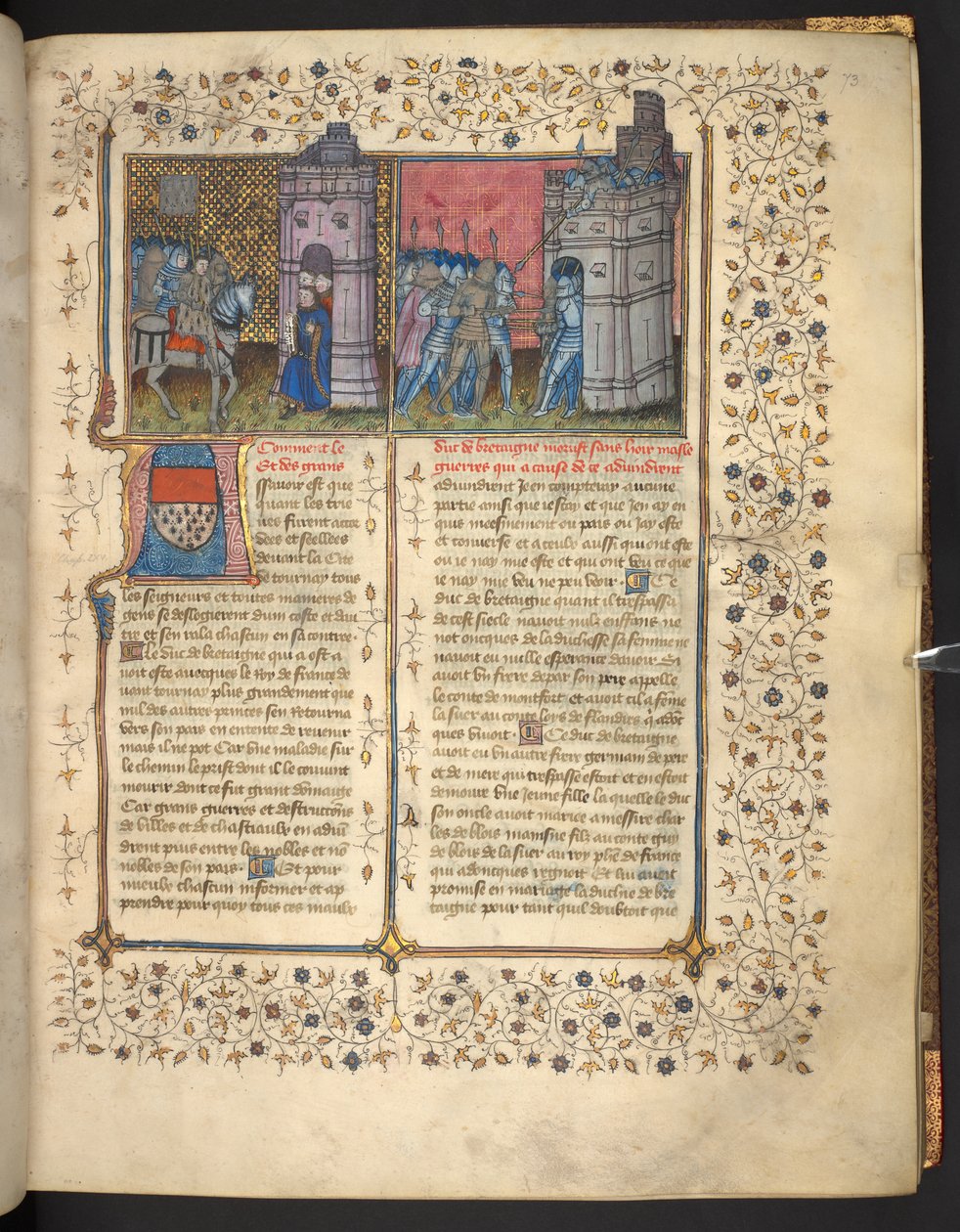 F. 73: حصار بريست ، من "سجلات فرنسا وإنجلترا" ، بقلم جان فرويسارت (ورق). بواسطة المدرسة الفرنسية