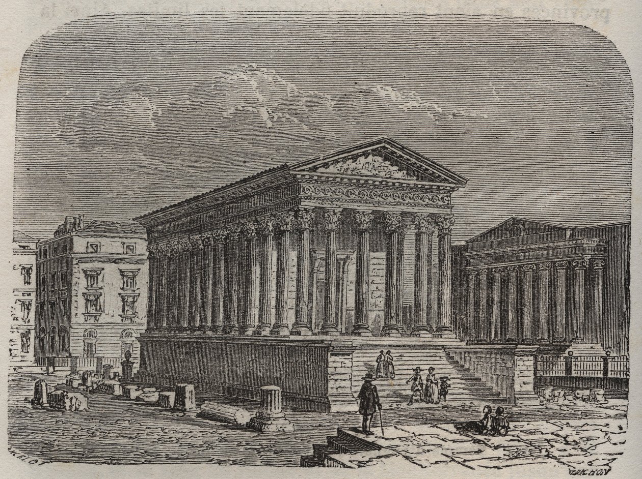 House Carree de Nimes - فرنسا ، لانغدوك روسيون ، جارد - نقش في "هيستوار دو فرانس" بقلم فيكتور دوري (1811-1894) - 1882 بواسطة المدرسة الفرنسية