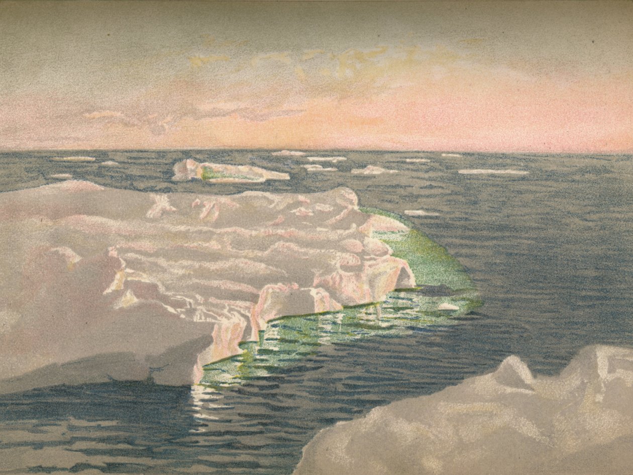 عند الغروب ، 22 سبتمبر 1893. رسم مائي ، 1893 ، 1897 بواسطة فريدجوف نانسن