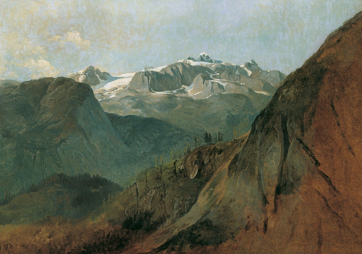 The Dachstein من Plassen بالقرب من Hallstatt بواسطة فريدريش أوجست ماتياس جاورمان