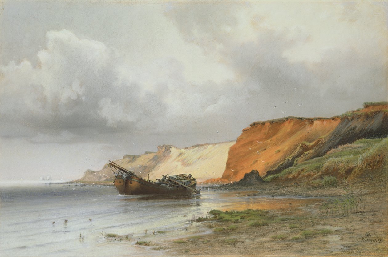 حطام قارب إبحار على جزيرة روجن ، c.1890 بواسطة فريدريش إميل نيومان