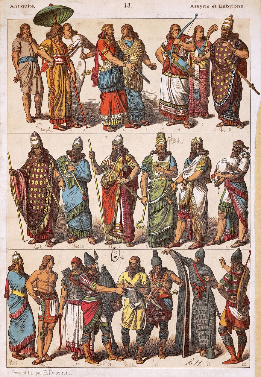 أزياء الآشوريين والبابليين ، بقلم فريدريك هوتنروث (1840-1917) ، الطباعة الحجرية ، الحضارة الآشورية البابلية بواسطة فريدريش هوتينروث