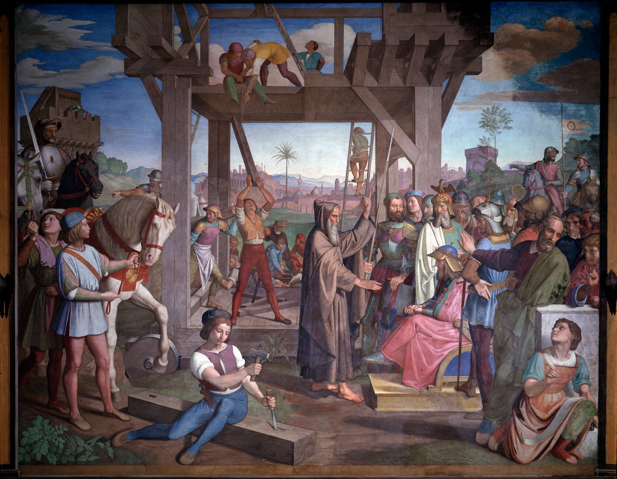 First crusade: Preparatives for the assault of Jerusalem. Representation of Godefroy de Bouillon, sitting in front of Peter the Hermit - Fresco بواسطة فريدريك أوفربيك
