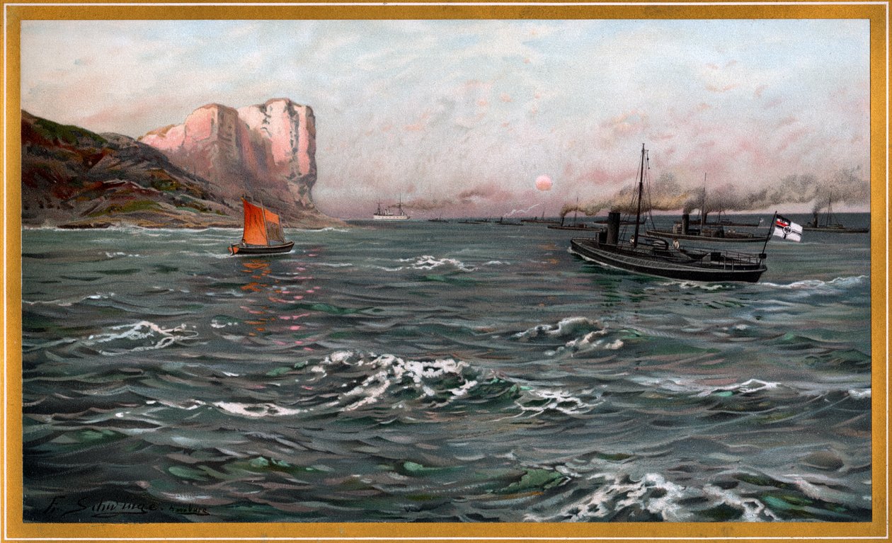 Imperial Navy Bliz مع أقسام قوارب الطوربيد بالقرب من Stubbenkammer بواسطة Friedrich Schwinge ، nr10 من G. Wislicenus ، البحرية الخاصة بنا. بواسطة فريدريش شوينج