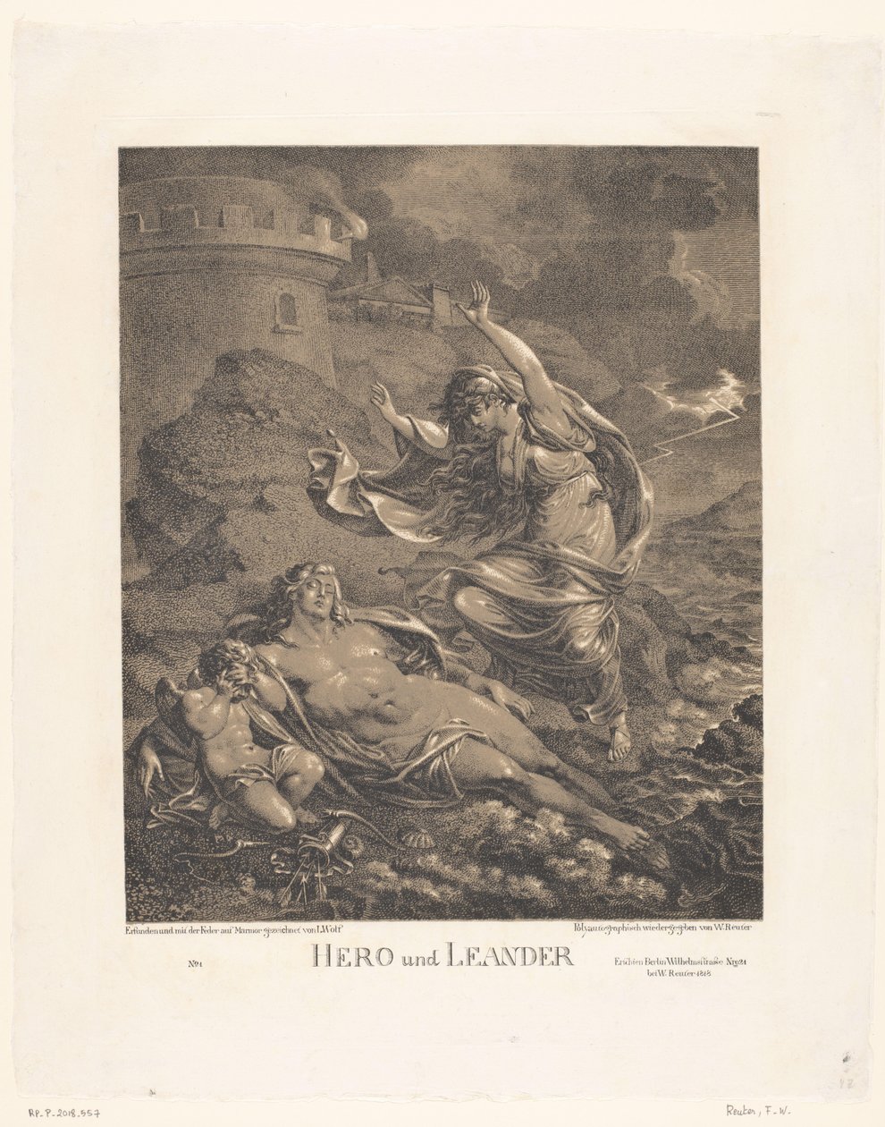هيرو أون ليندر Hero und Leander (العنوان على الكائن) بواسطة فريدريك فيلهلم رويتر