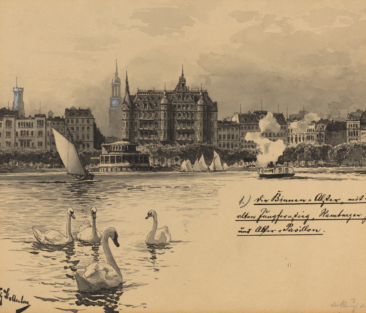 Binnenalster مع Jungfernstieg بواسطة فريتز ستولتنبرغ