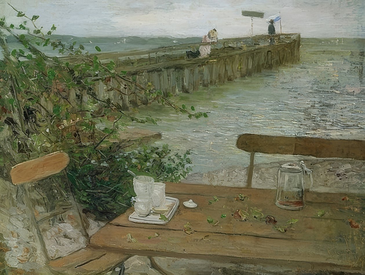 رصيف إنزال في بحيرة Starnberg. حوالي عام 1896 بواسطة فريتز فون Uhde