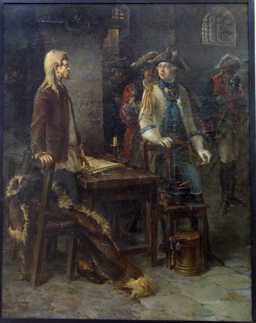 الإمبراطور بيتر الثالث يزور إيفان السادس أنتونوفيتش في قلعة شليسيلبورغ في عام 1762 - لوحة رسمها فيودور جميليانوفيتش بواسطة فيودور يميليانوفيتش بوروف