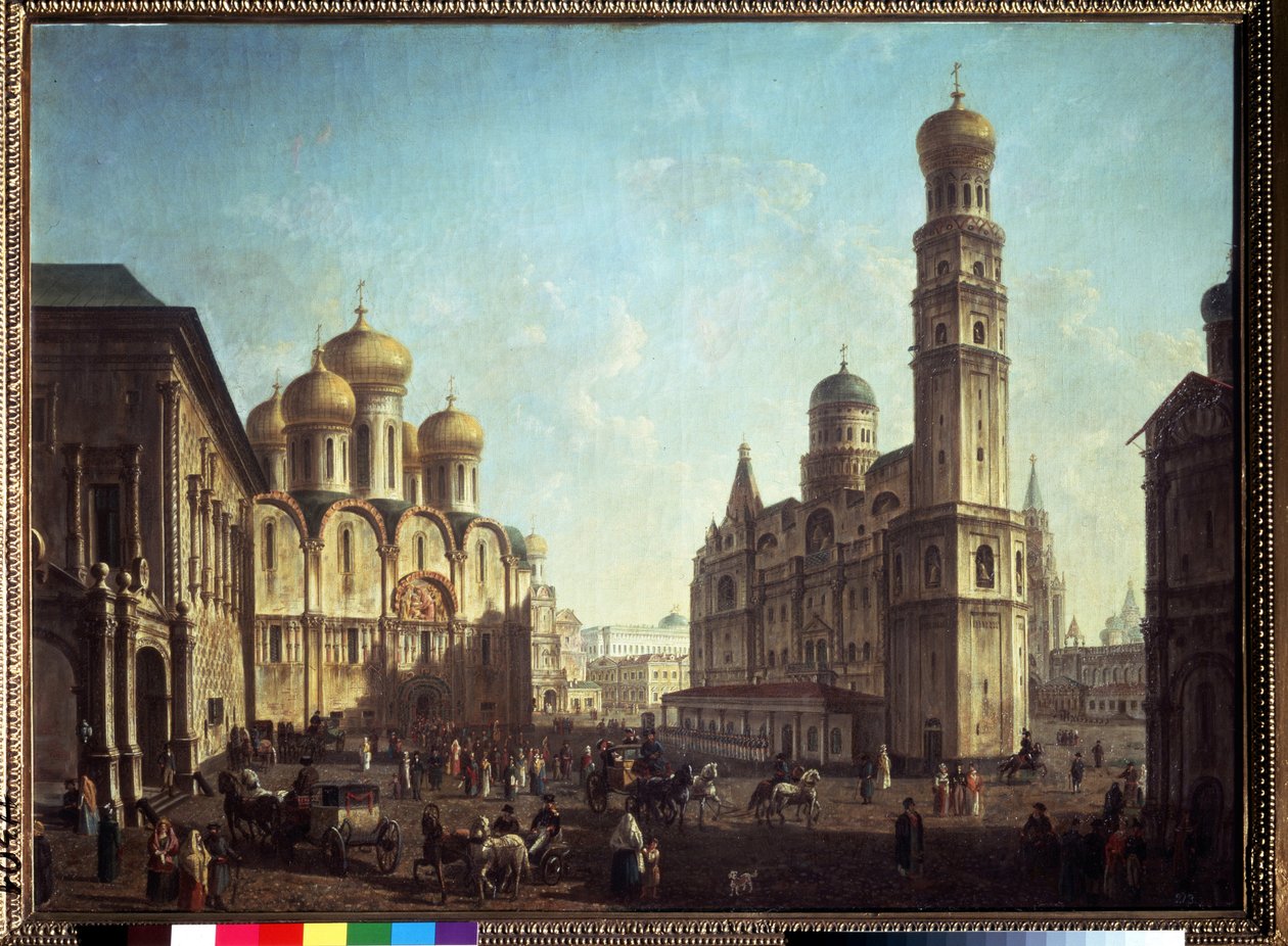 ساحة الكاتدرائية في موسكو الكرملين. لوحة لفيودور ياكوفليفيتش أليكسيف (1753-1824). زيت على قماش ، 81.5 × 112 سم. الكلاسيكية الفنية الروسية. معرض الدولة تريتياكوف ، موسكو. بواسطة فيودور ياكوفليفيتش أليكسيف