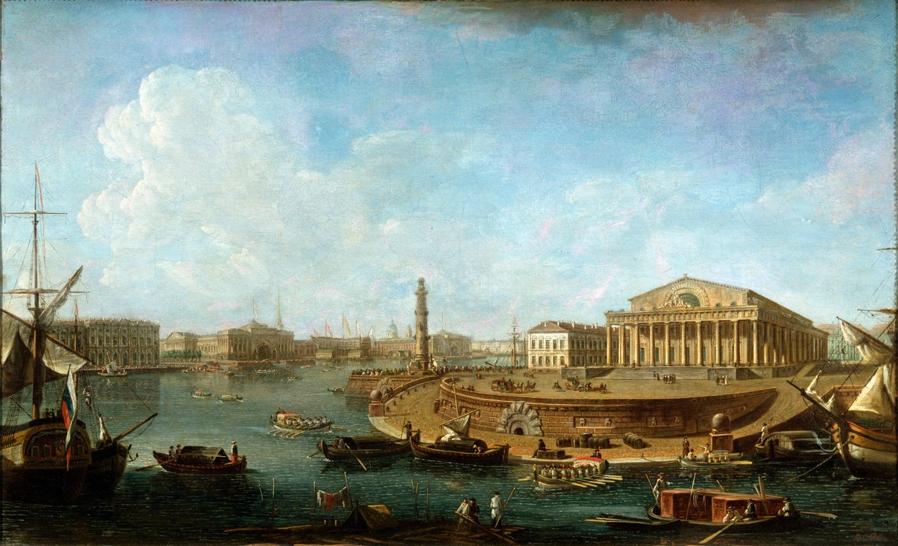 "البورصة والأدميرالية كما رأينا من قلعة بطرس وبولس" ، سان بطرسبرج ، 1810. بواسطة فيودور ياكوفليفيتش أليكسيف