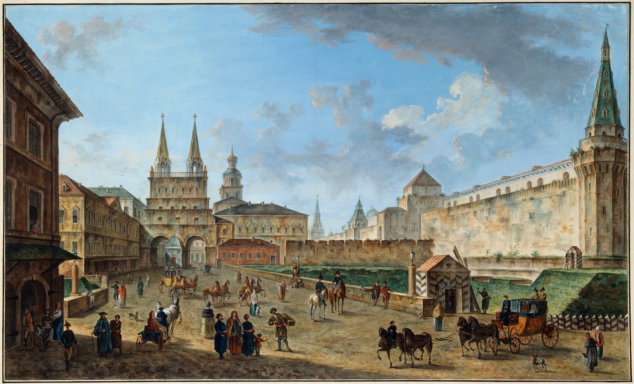 منظر لبوابة القيامة في الميدان الأحمر ، موسكو ، روسيا ، c1801 بواسطة فيودور ياكوفليفيتش أليكسيف