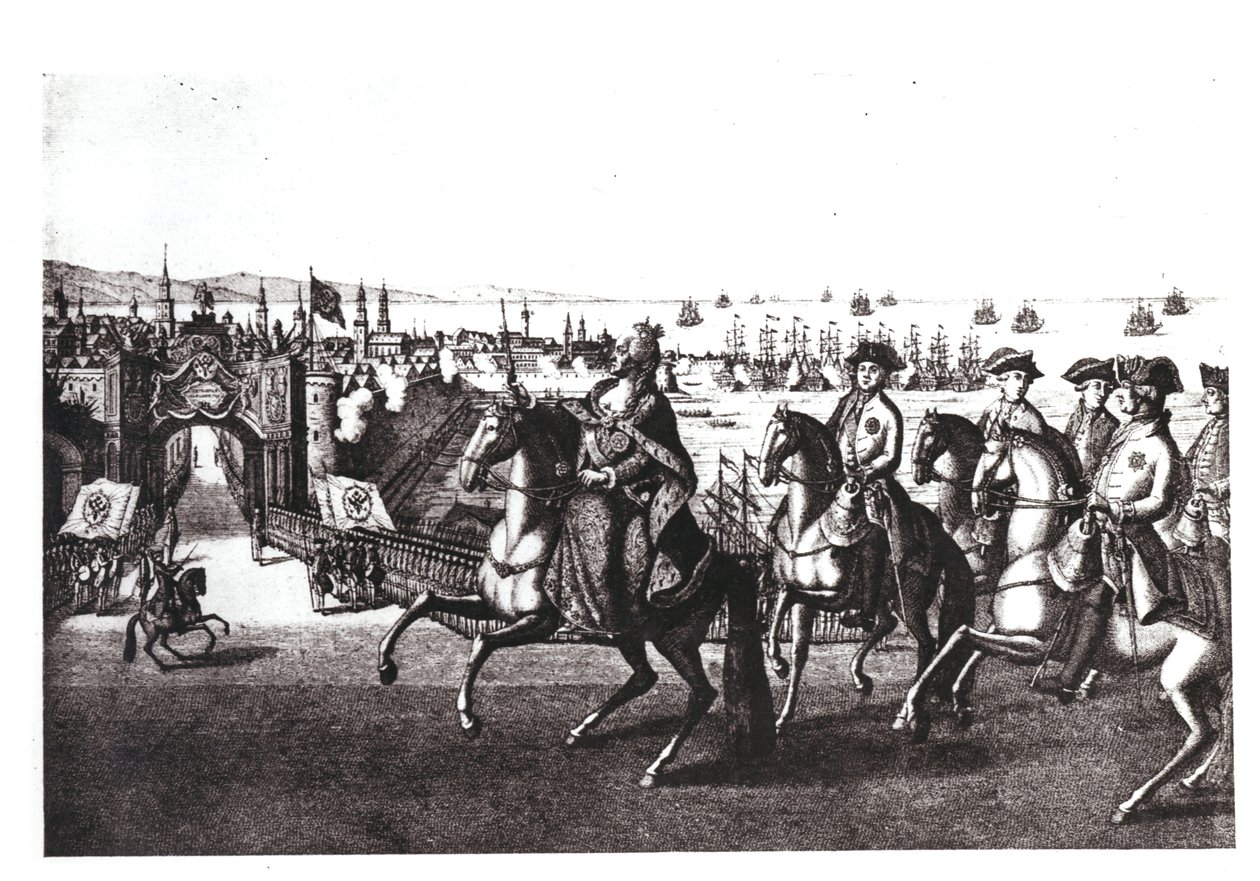 كاثرين الثانية (1729-96) العظيمة ، متوجهة إلى أحد موانئ القرم التي تم الاستيلاء عليها من الأتراك بواسطة بالتازار