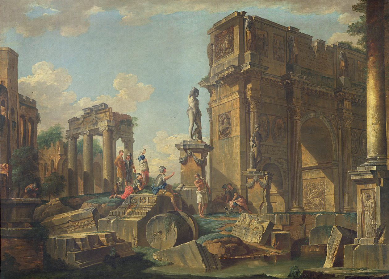 Capriccio المعمارية مع قوس قسطنطين بواسطة جيوفاني باولو بانيني