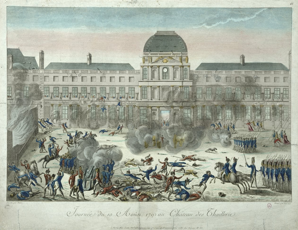شاتو دي تويليري ، 10 أغسطس 1792 ، نقشها جوردان بواسطة G. Texier