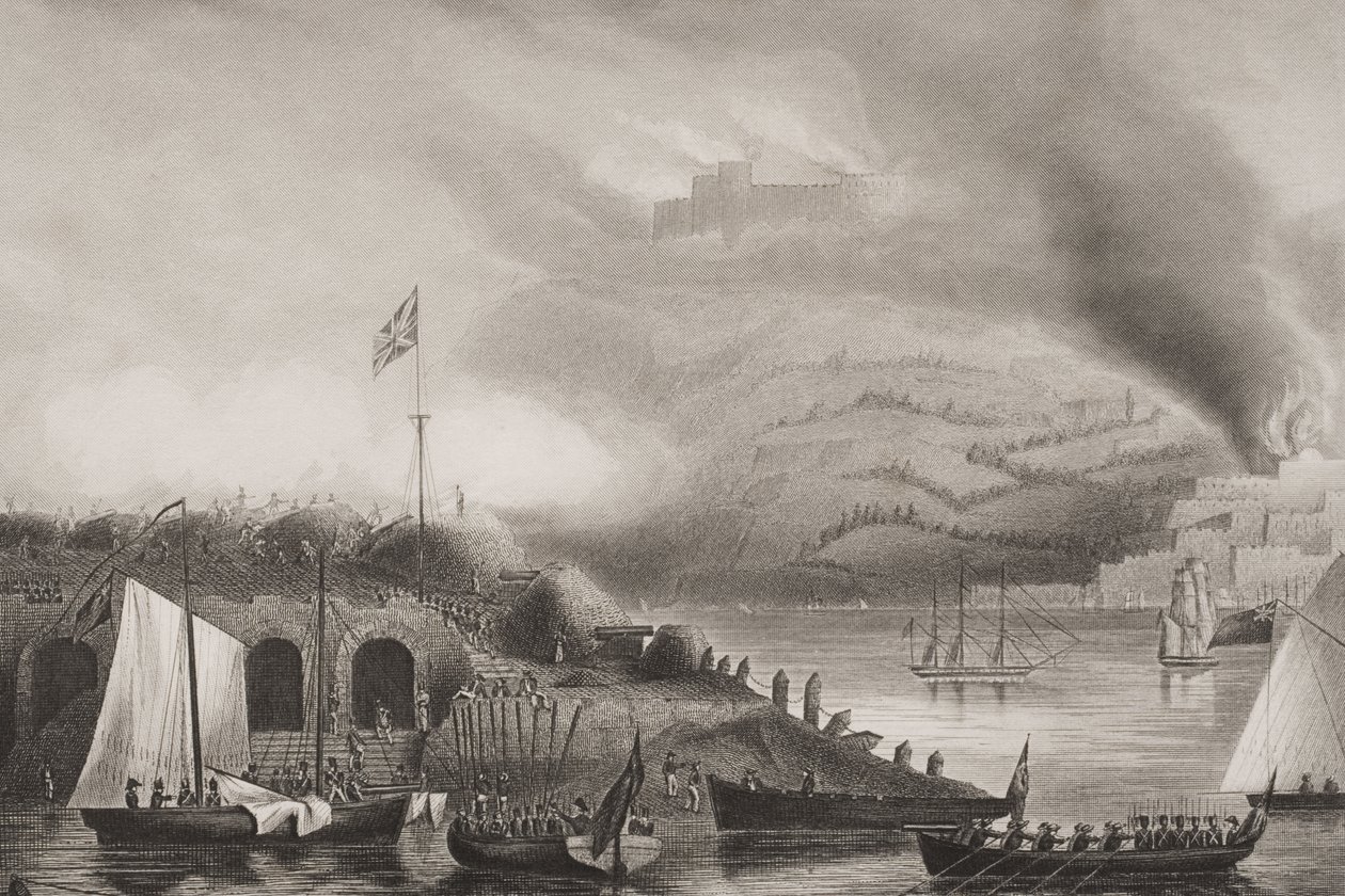 اقتحام سان سيباستيان ، 31 أغسطس 1813 ، صورة توضيحية من "معارك إنجلترا عن طريق البحر والبر" بواسطة الملازم. العقيد ويليامز (النقش) بواسطة جي دبليو تيري