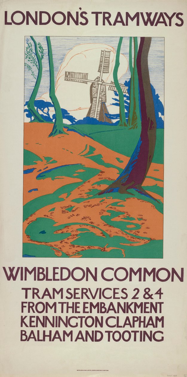 'Wimbledon Common' ، ملصق مجلس مقاطعة لندن LCC Tramways ، 1923 بواسطة جي دبليو ويدمر