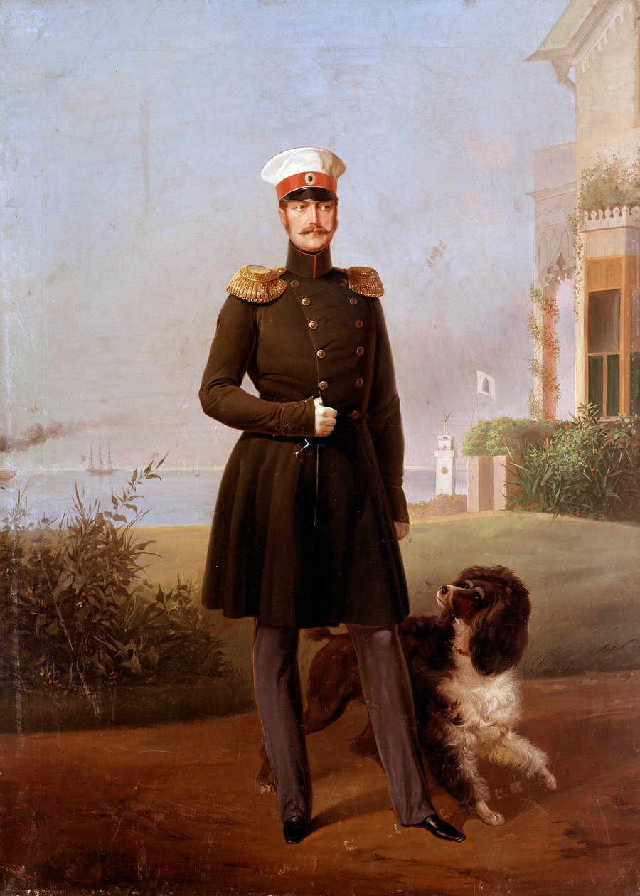 Portrait in foot of the Russian tsar Nicholas I (1796-1855) at Peterhof Painting by Georg Botmann (19th century). 19th century. St. Petersburg. Chateau De Peterhof بواسطة G. Botmann