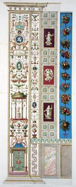 لوحة من رافائيل لوجيا في الفاتيكان ، من "Delle Loggie di Rafaele nel Vaticano" ، نقشها جيوفاني أوتافياني (1735-1808) ، نُشرت حوالي 1772-77 (نقش ملون يدويًا) بواسطة G. و Camporesi P. Savorelli