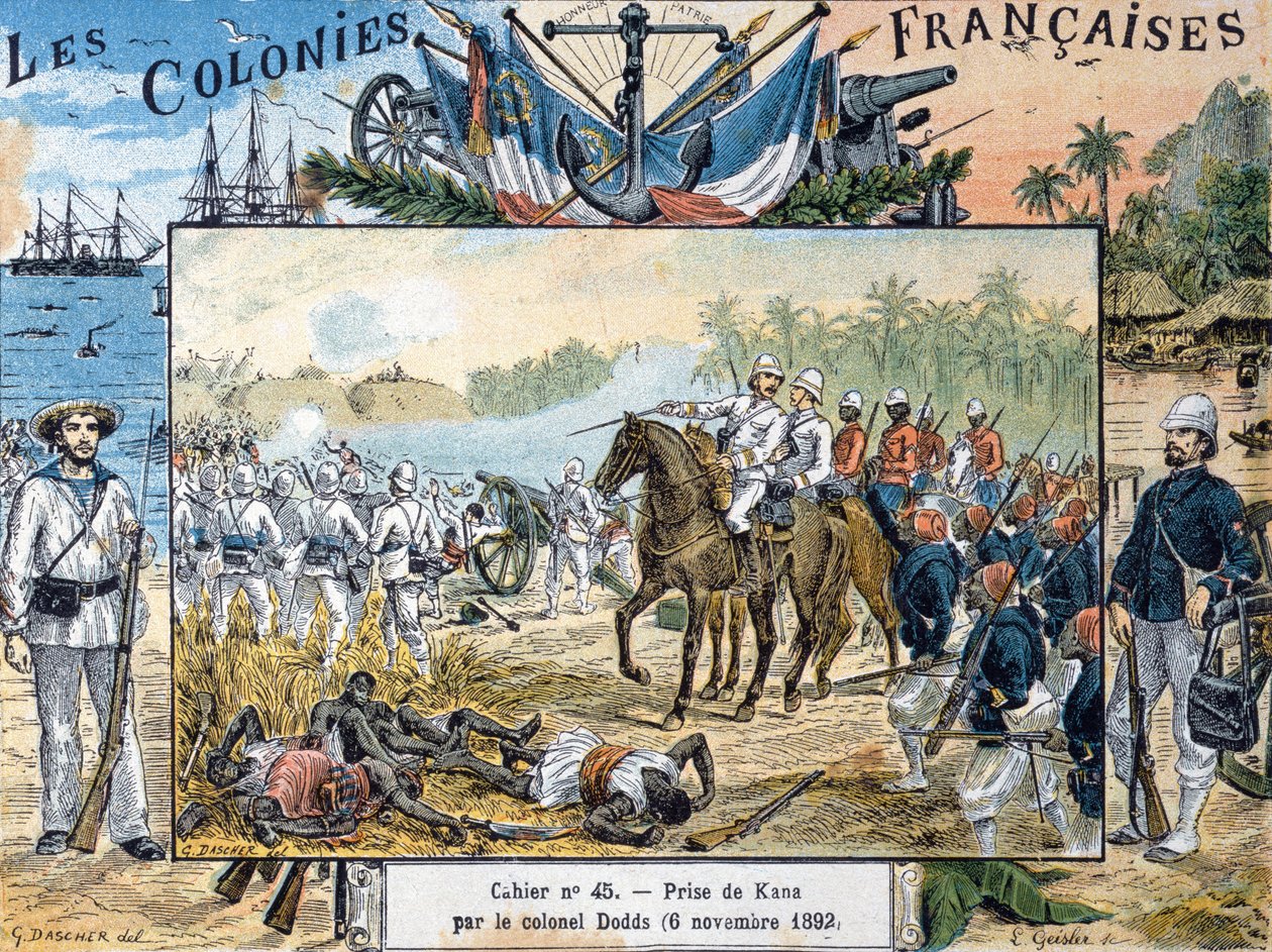 حصار كانا من قبل الجنرال ألفريد أميدي دودز (1842-1922) 6 نوفمبر 1892 ، منقوش بواسطة إل. جيزلر بواسطة ج. داشير
