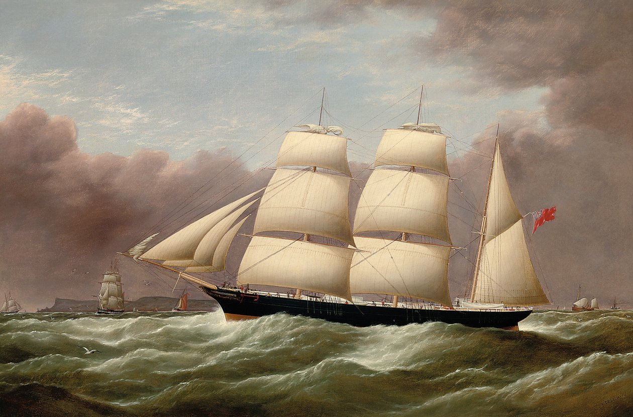 The Barque Alfred Hawley قبالة Skerries في طريقها إلى ليفربول ، 1860 بواسطة G. Dell