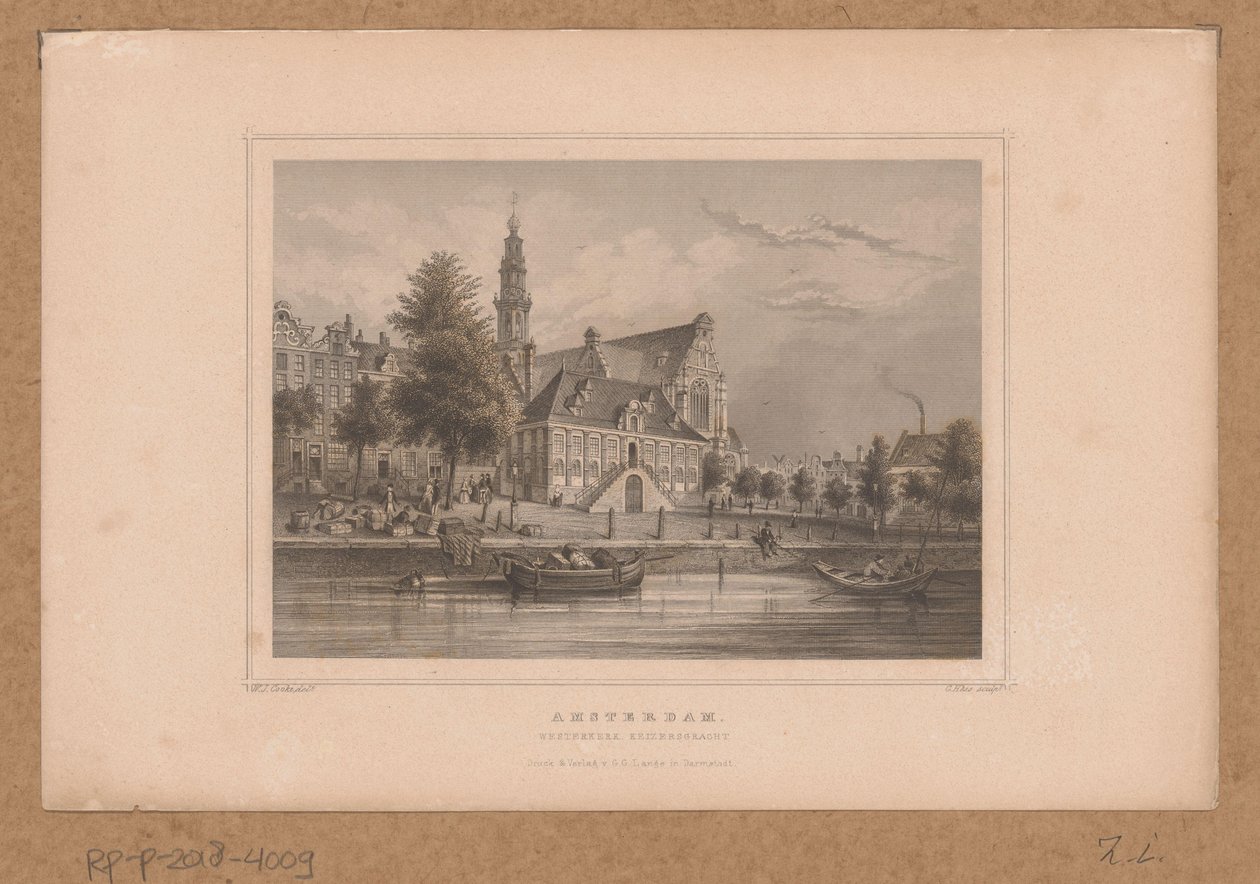 منظر ل Westerkerk في أمستردام من Keizersgracht أمستردام ، Westerkerk Keizersgracht (العنوان على الكائن) بواسطة G. هيس