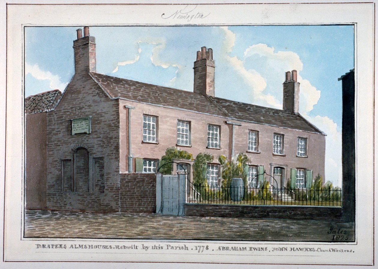 Drapers 'Almshouses ، New Kent Road ، ساوثوارك ، لندن ، 1825 بواسطة جي ييتس