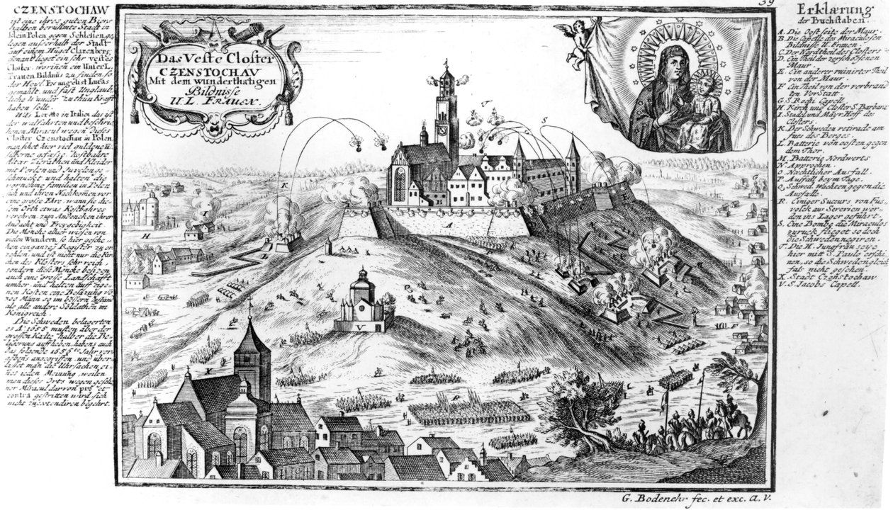 دير جاسنا جورا ، شيستوشوا ، تحت الحصار من قبل القوات السويدية عام 1655 بواسطة غابرييل بودنهر