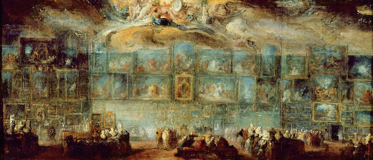 منظر للصالون في متحف اللوفر ، 1779 (زيت على ورق موضوع على قماش) بواسطة غابرييل دي سانت أوبين