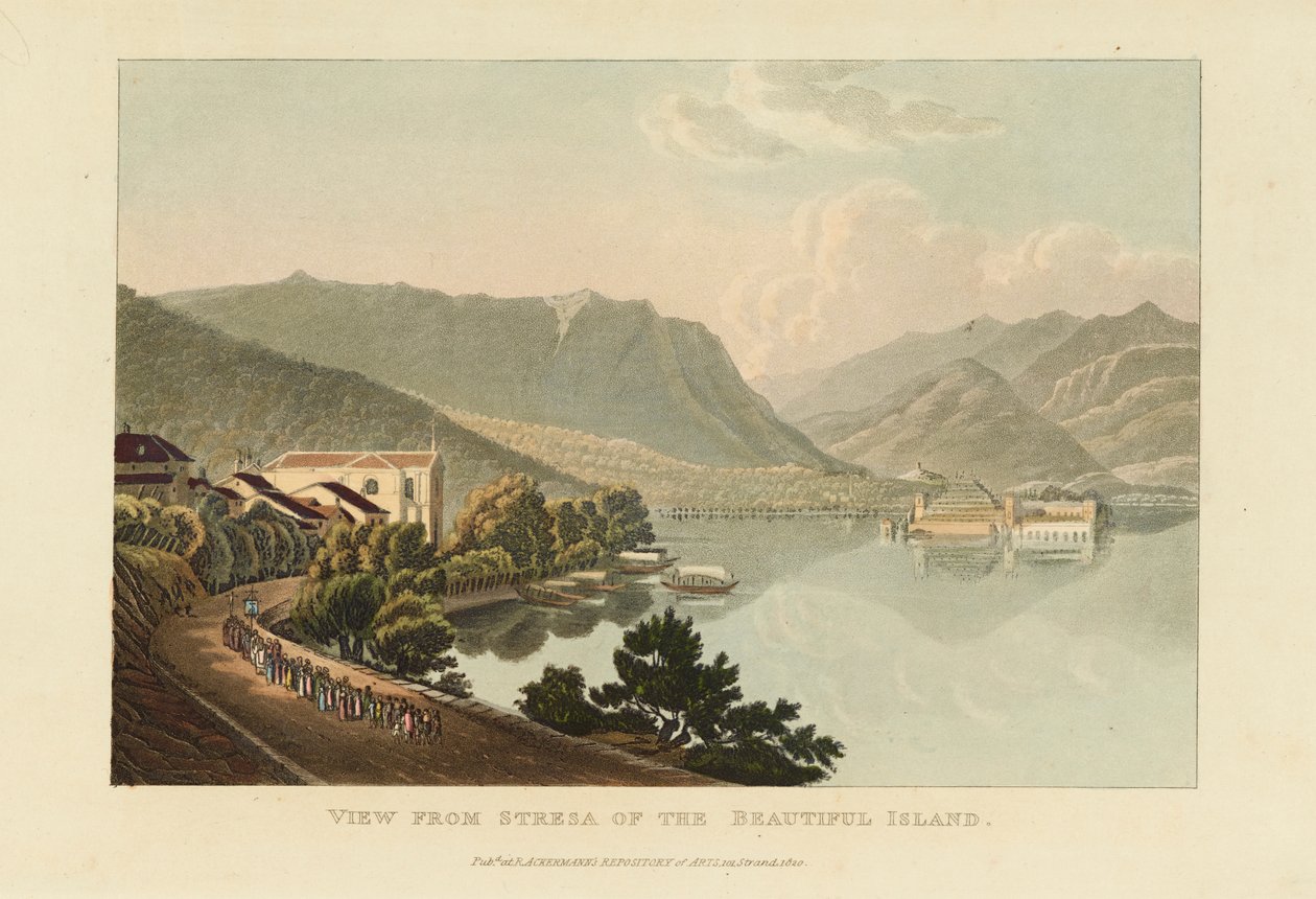 منظر من Stresa لجزيرة Isola Bella الجميلة ، بحيرة Maggiore ، قبل عام 1820. بواسطة غابرييل لودفيج لوري