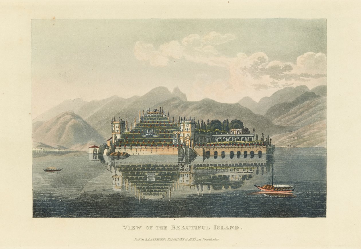 منظر للجزيرة الجميلة Isola Bella ، Lago Maggiore ، قبل عام 1820. بواسطة غابرييل لودفيج لوري
