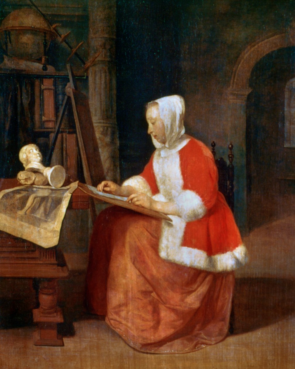 رسم امرأة جالسة ، c1649-1667 بواسطة غابرييل ميتسو
