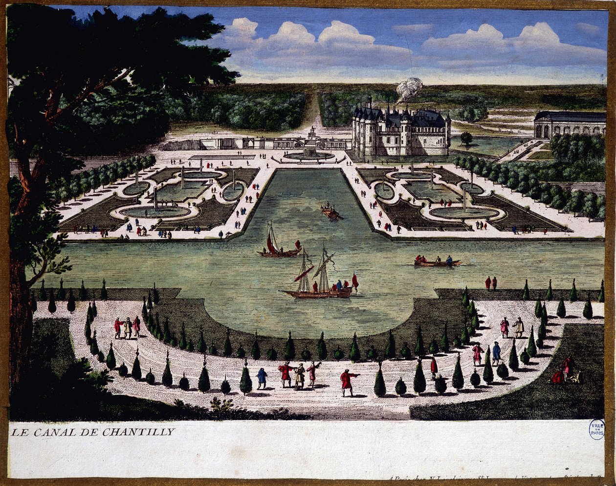 Canal du domaine de Chantilly - engraving by Perelle بواسطة غابرييل بيريل