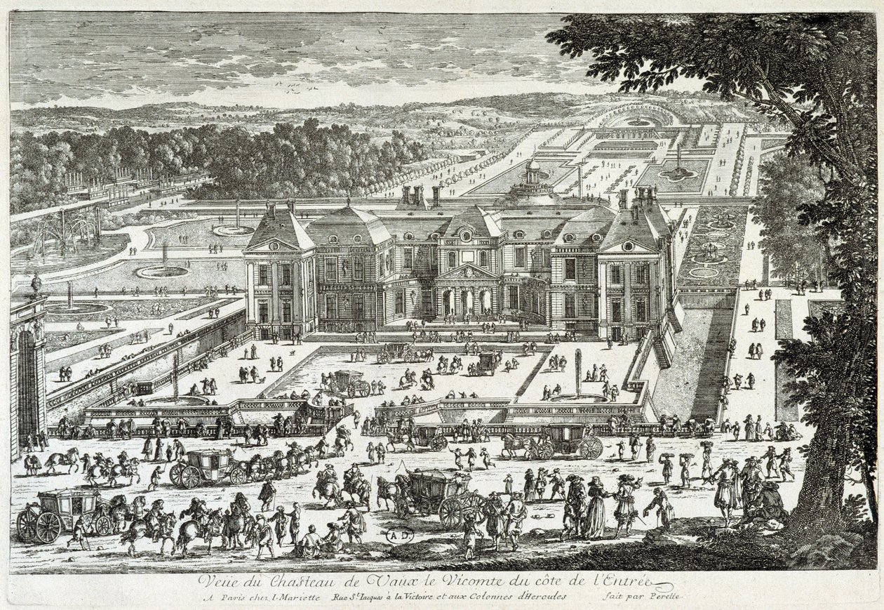منظر لقلعة Vaux Le Visomte (Vaux-Le-Vicomte) من جانب المدخل (حدائق بجوار Le ours) - بواسطة Perelle ، أواخر القرن السابع عشر بواسطة غابرييل بيريل