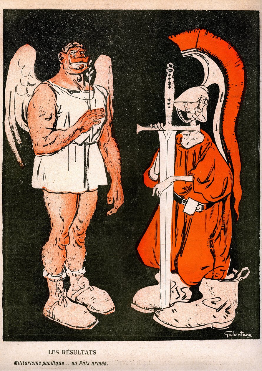 الحرب و السلام. Allegorie (كارتون) لغابرييل جالانتارا (1867-1937) على الغلاف الأخير للصحيفة الساخرة الفرنسية "L