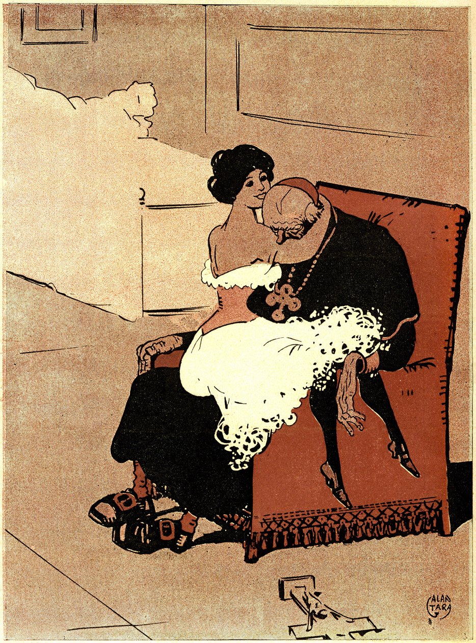 رسم كاريكاتوري في فيلم "The Butter Plate" الخاص بالفاتيكان (رقم 242 بتاريخ 18 نوفمبر بواسطة غابرييل (1865-1937) جالانتارا